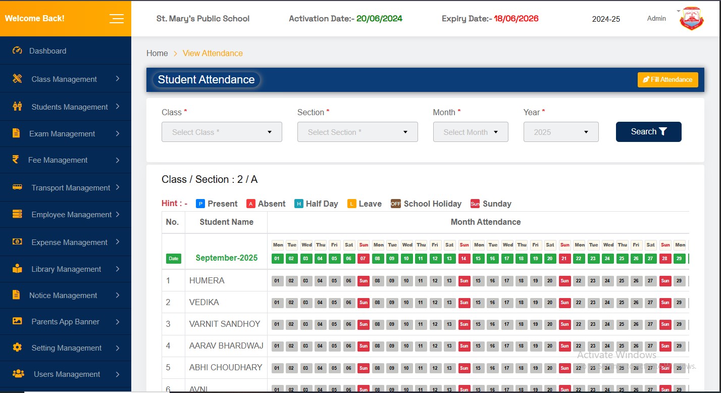 Attendance Management Dashboard by Kodexive Technologies Pvt. Ltd.
