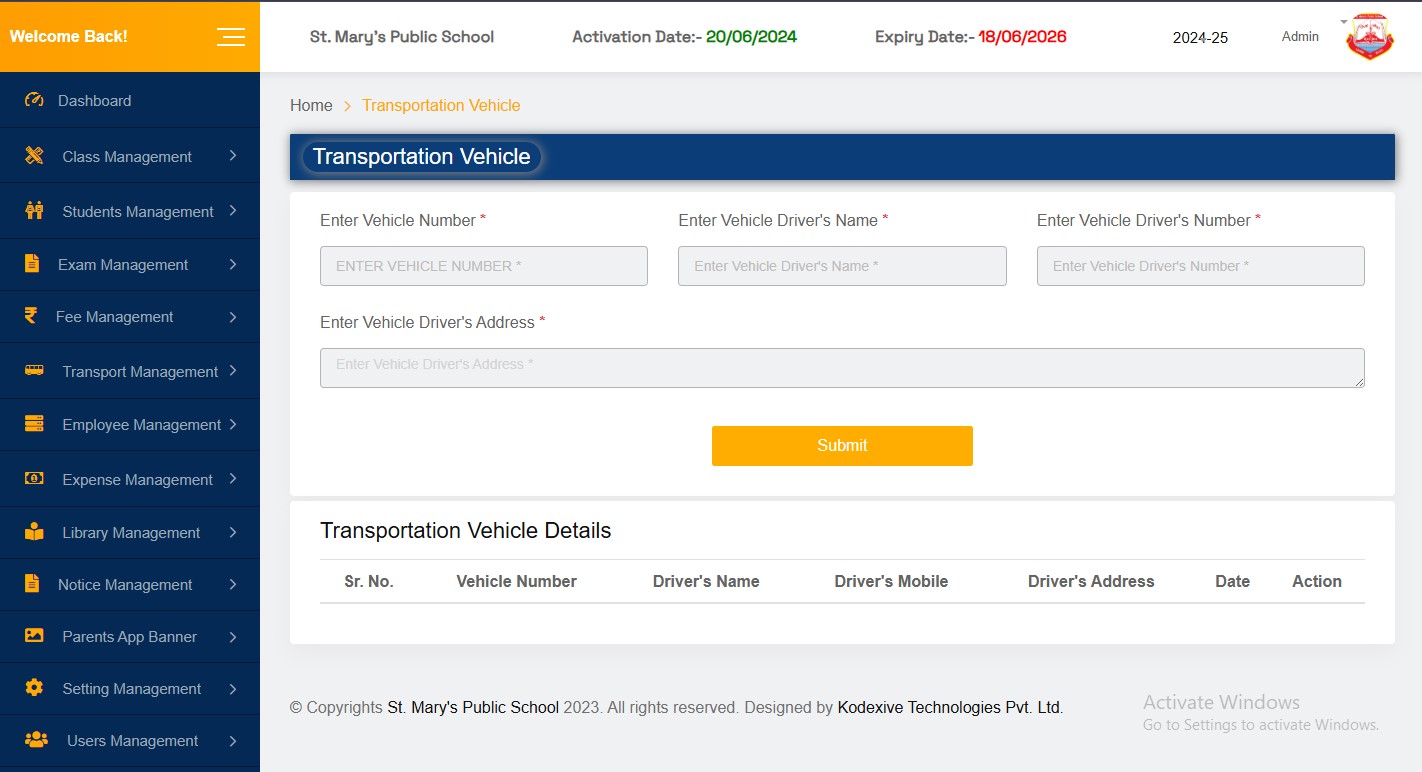School Transport Management System by Kodexive Technologies Pvt. Ltd.