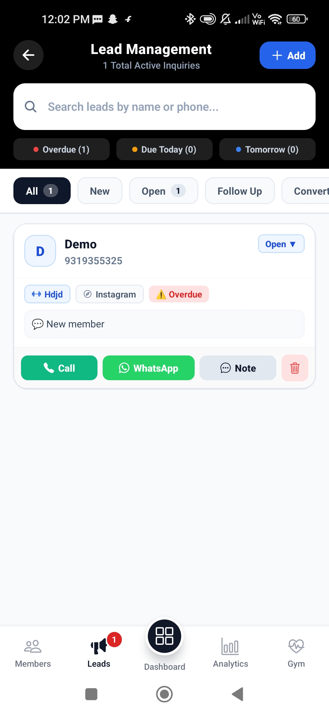 ZymGoo Owner App - Lead Management